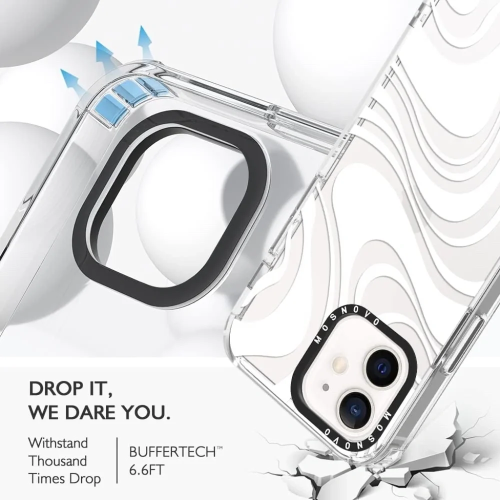 ✨4 /$15✨ MOSNOVO iPhone 12 Mini Case - TPU+PC Clear Slim Thin Cover white swirl